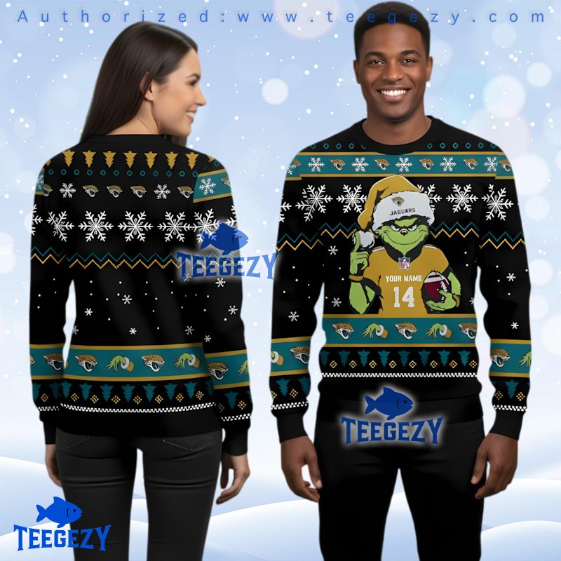 Jacksonville Jaguars Grinch Personalized Ugly Christmas Sweater Nfl