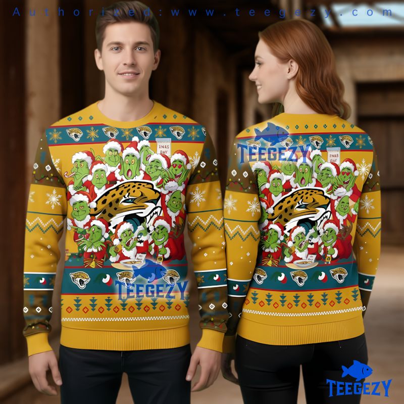 Jacksonville Jaguars Grinch Santa Yellow Ugly Christmas Sweater