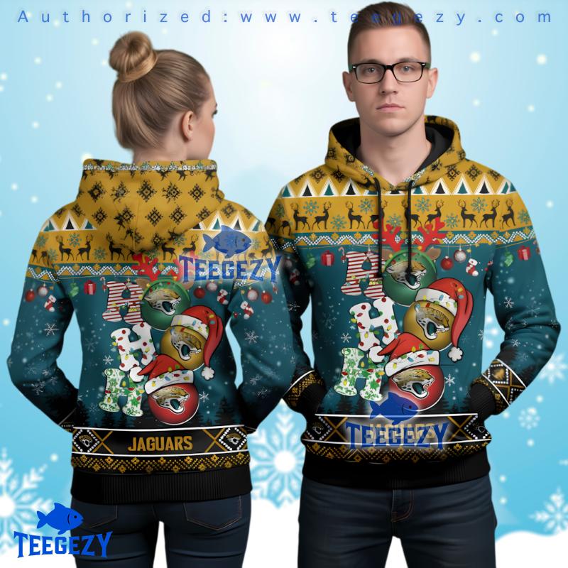 Jacksonville Jaguars Ho Ho Ho 3D Ugly Christmas Hoodie Jacksonville Jaguars Ho Ho Ho 3D Ugly Christmas Hoodie