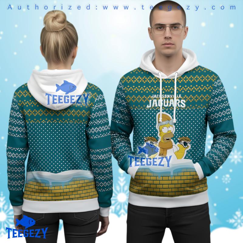Jacksonville Jaguars Homer Simpson Ugly Christmas 3D Hoodie Jacksonville Jaguars Homer Simpson Ugly Christmas 3D Hoodie