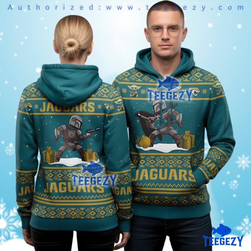 Jacksonville Jaguars Mandalorian Baby Yoda Ugly Christmas 3D Hoodie Jacksonville Jaguars Mandalorian Baby Yoda Ugly Christmas 3D Hoodie