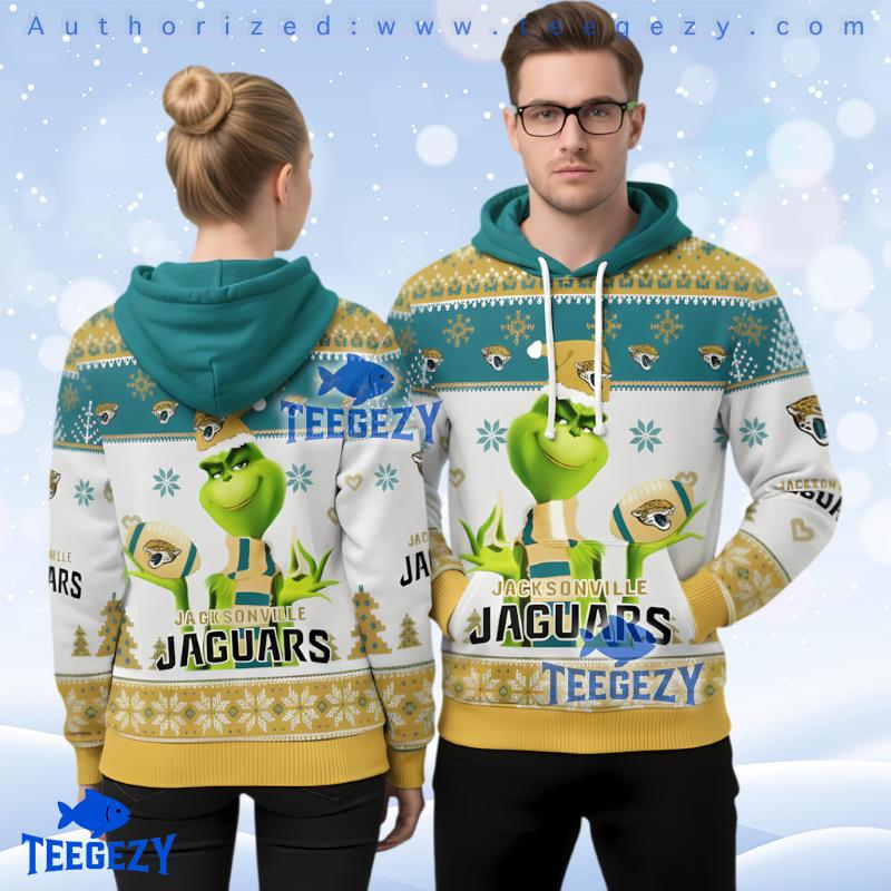 Jacksonville Jaguars Merry Grinchmas Ugly Christmas 3D Hoodie Jacksonville Jaguars Merry Grinchmas Ugly Christmas 3D Hoodie