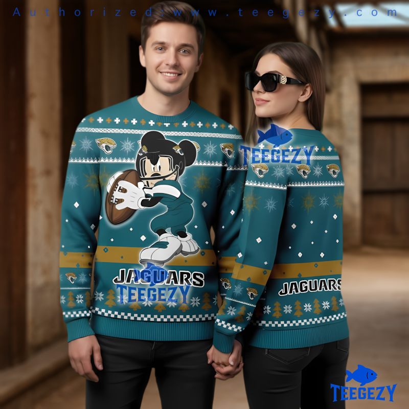 Jacksonville Jaguars Mickey Mouse Football Ugly Christmas Sweater 3D