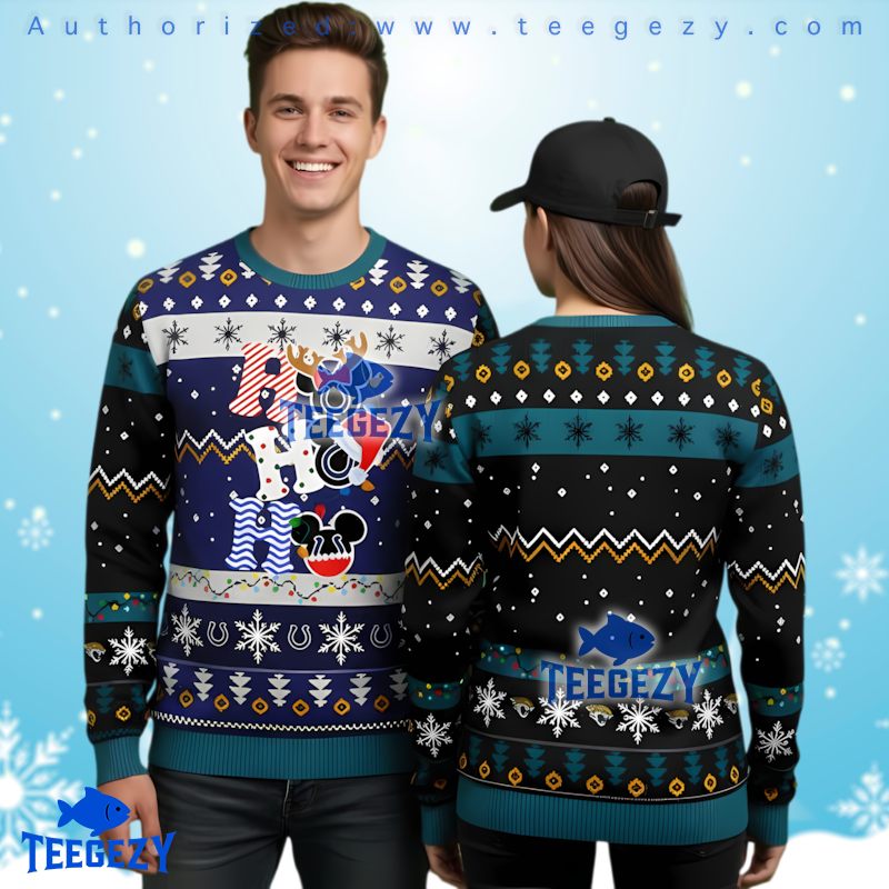 Jacksonville Jaguars Mickey Mouse Ugly Christmas Sweater Festive Black Blue