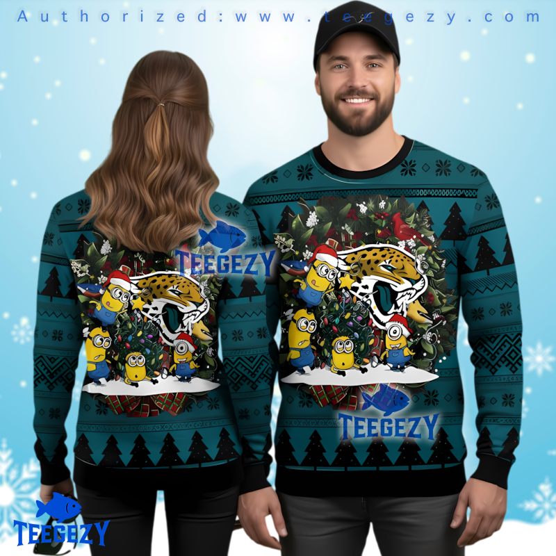 Jacksonville Jaguars Minion Ugly Christmas Sweater 3D Print Jags Fan Gift