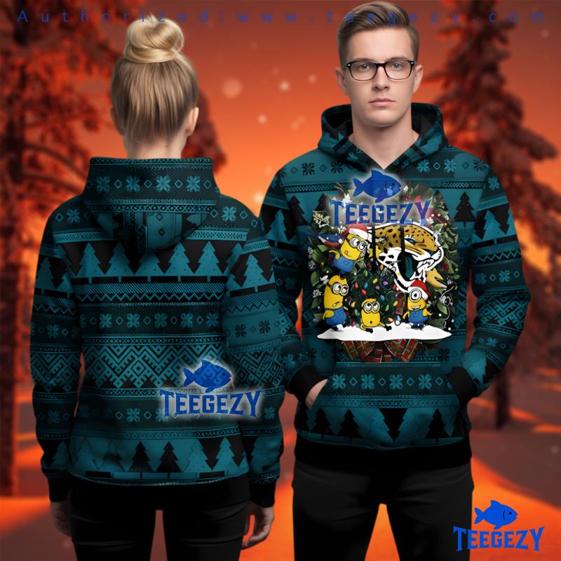 Jacksonville Jaguars Minions Ugly Christmas 3D Hoodie Cartoon Team Gear Jacksonville Jaguars Minions Ugly Christmas 3D Hoodie Cartoon Team Gear