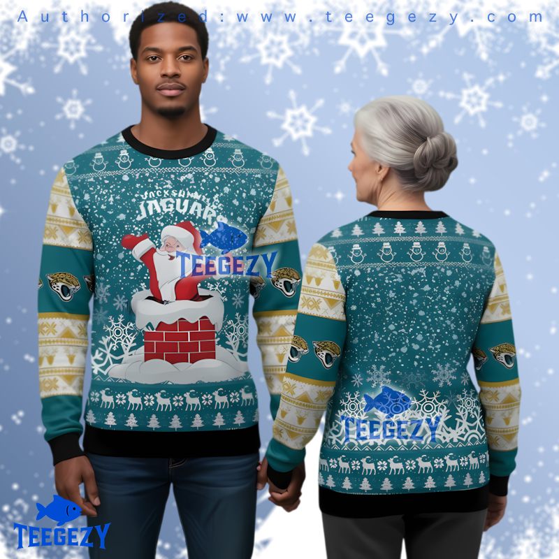 Jacksonville Jaguars Santa Claus Chimney Funny Ugly Christmas Sweater