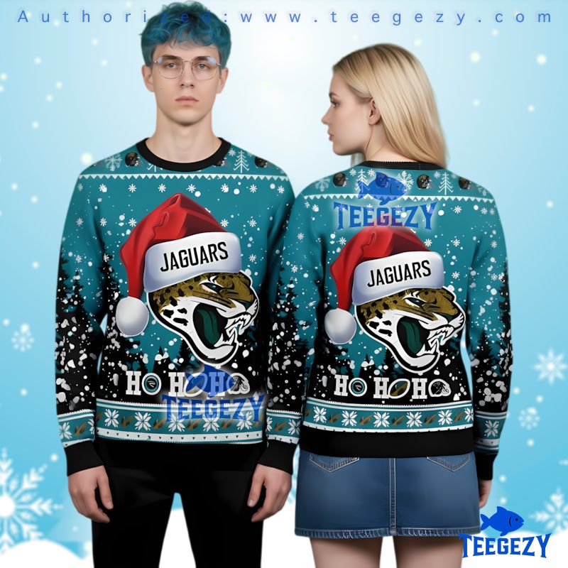 Jacksonville Jaguars Santa Hat Logo 3D Printed Ugly Sweater