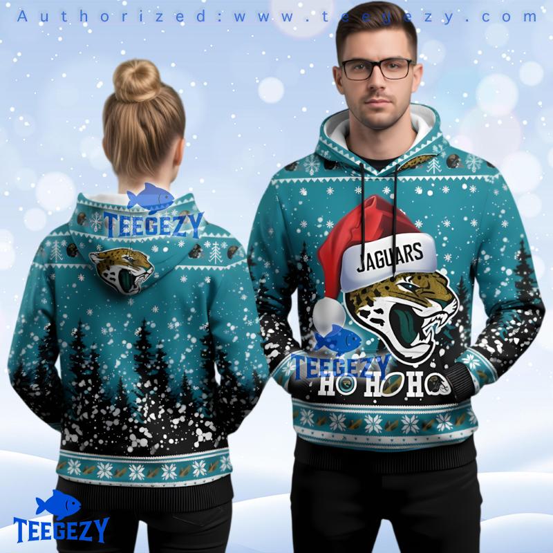 Jacksonville Jaguars Santa Hat Ugly Christmas 3D Hoodie Ho Ho Ho Nfl Jacksonville Jaguars Santa Hat Ugly Christmas 3D Hoodie Ho Ho Ho Nfl