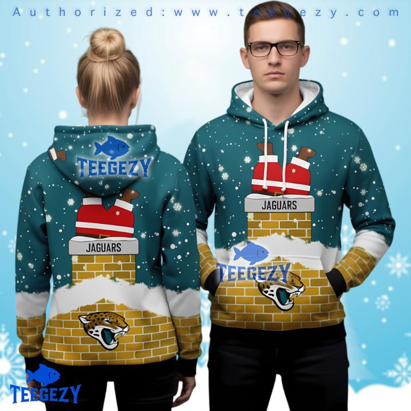 Jacksonville Jaguars Santa Stuck In Chimney Ugly Christmas 3D Hoodie Jacksonville Jaguars Santa Stuck In Chimney Ugly Christmas 3D Hoodie