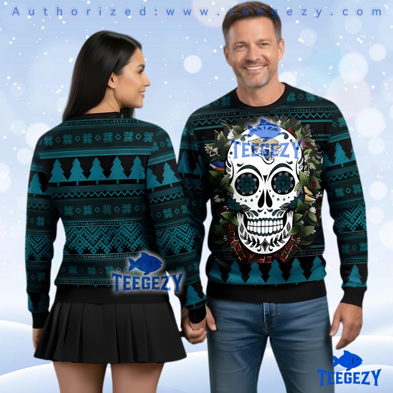 Jacksonville Jaguars Skull Flower Ugly Christmas Sweater 3D Print