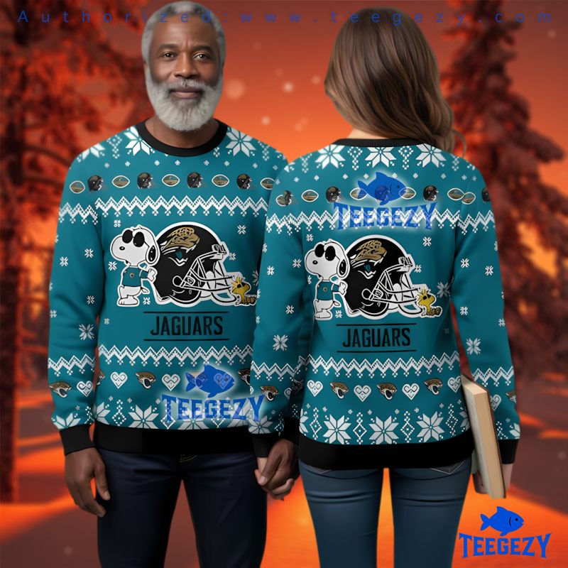 Jacksonville Jaguars Snoopy And Woodstock Ugly Sweater 3D Print