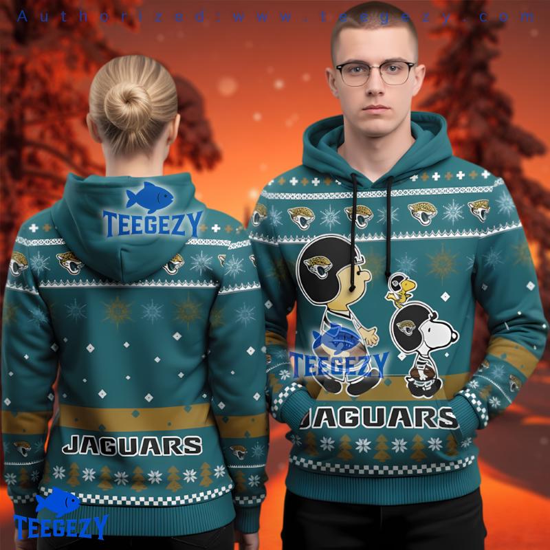 Jacksonville Jaguars Snoopy Charlie Brown Ugly Christmas 3D Hoodie Jacksonville Jaguars Snoopy Charlie Brown Ugly Christmas 3D Hoodie
