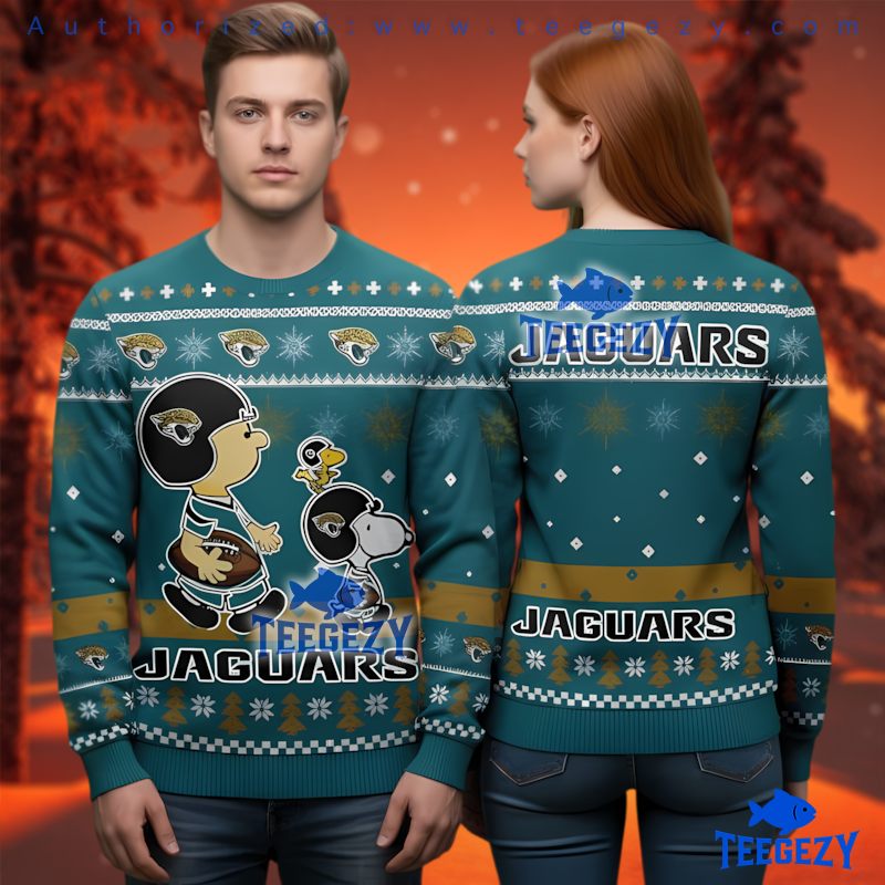 Jacksonville Jaguars Snoopy Charlie Brown Ugly Christmas Sweater 3D Print