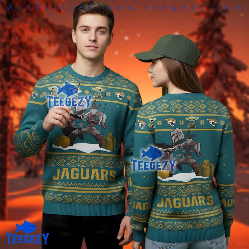 Jacksonville Jaguars Star Wars Ugly Christmas Sweater Mandalorian Grogu Gift