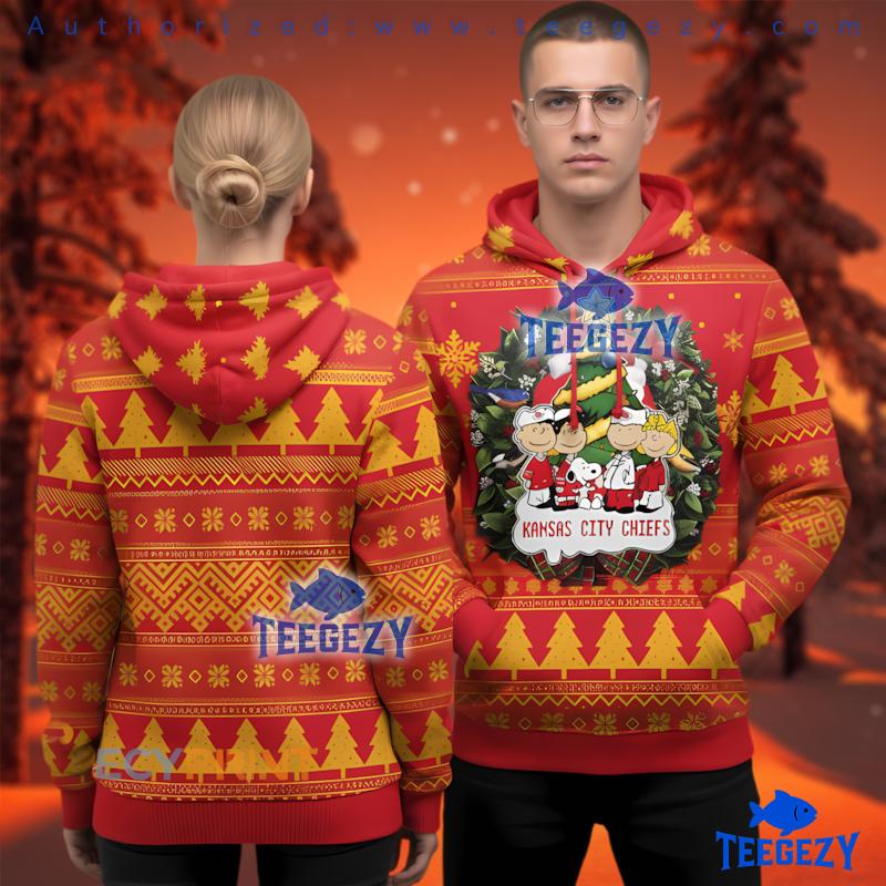 Kansas City Chiefs Christmas Wreath Peanuts Ugly Christmas 3D Hoodie Kansas City Chiefs Christmas Wreath Peanuts Ugly Christmas 3D Hoodie