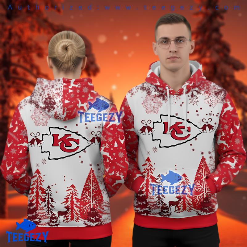 Kansas City Chiefs Forest Pattern Ugly Christmas 3D Hoodie Kansas City Chiefs Forest Pattern Ugly Christmas 3D Hoodie
