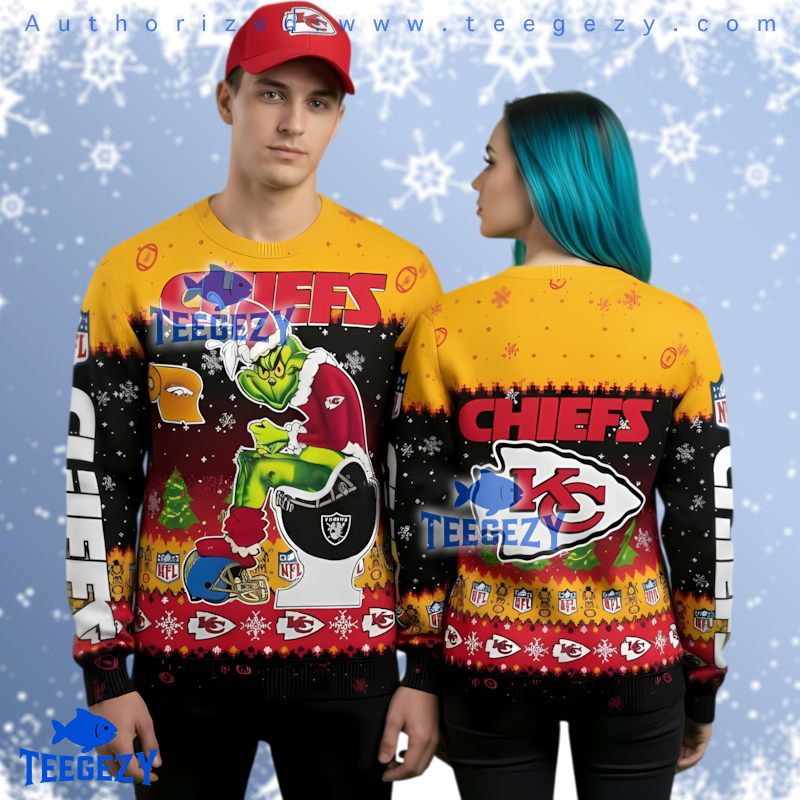 Kansas City Chiefs Dj Santa Claus Ugly Christmas Sweater Party Theme