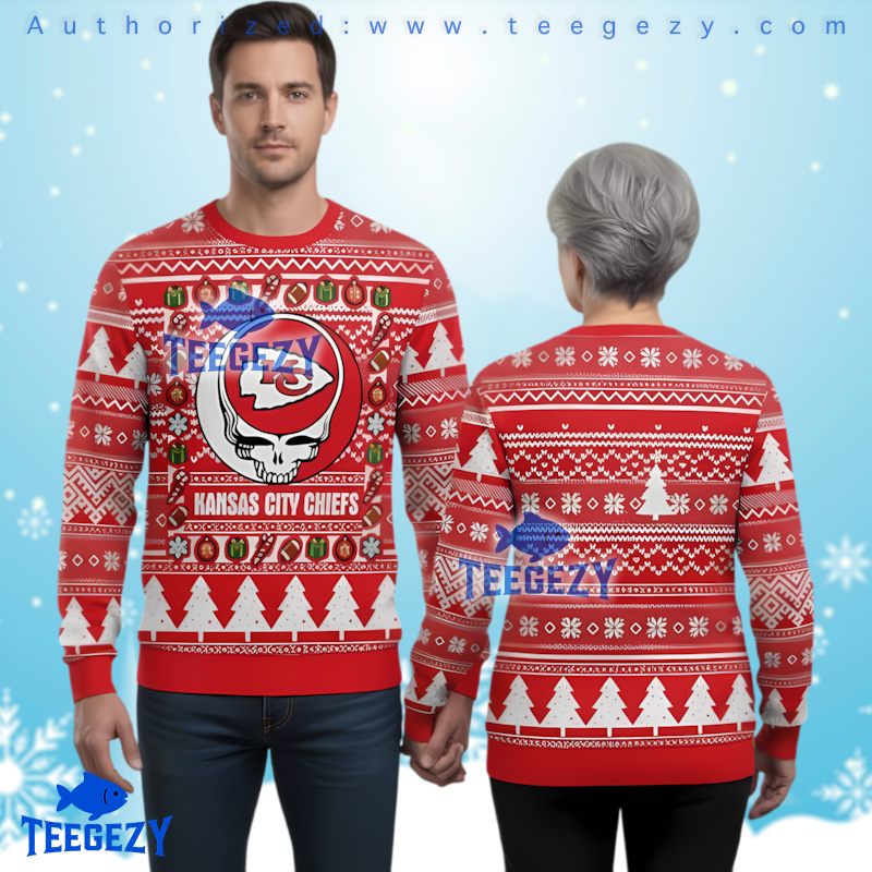Kansas City Chiefs Grateful Dead Ugly Christmas Sweater Steal Your Face