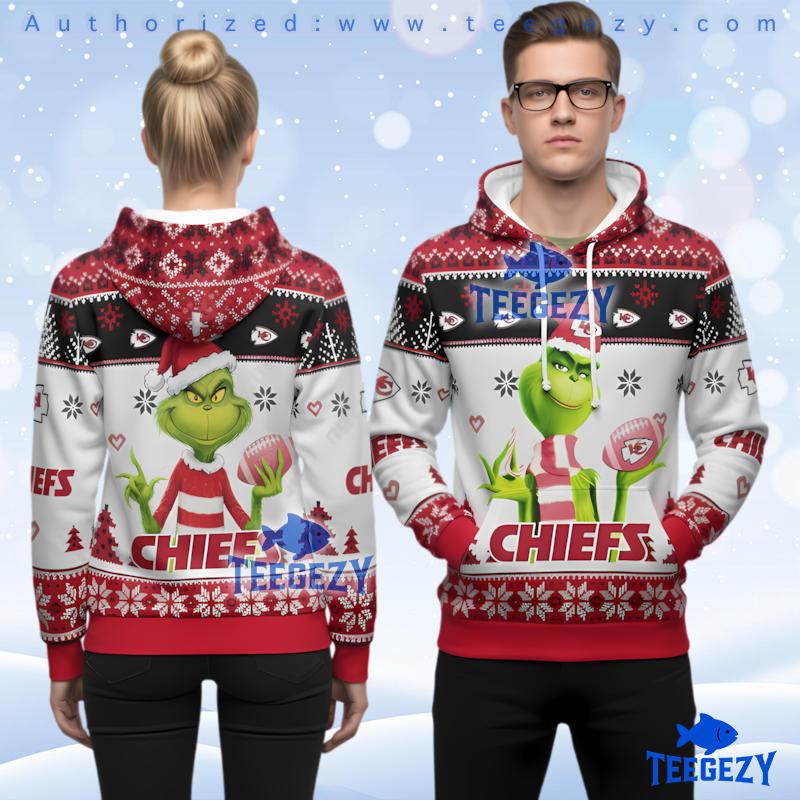 Kansas City Chiefs Grinch Santa Suit Ugly Christmas 3D Hoodie Fan Gift Kansas City Chiefs Grinch Santa Suit Ugly Christmas 3D Hoodie Fan Gift