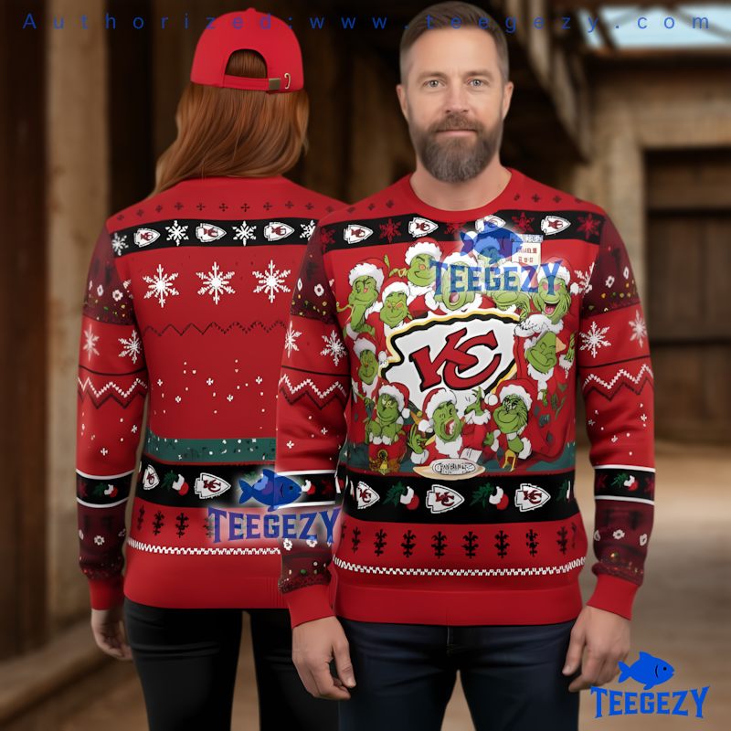 Kansas City Chiefs Grinch Squad Ugly Christmas Sweater Red Holiday