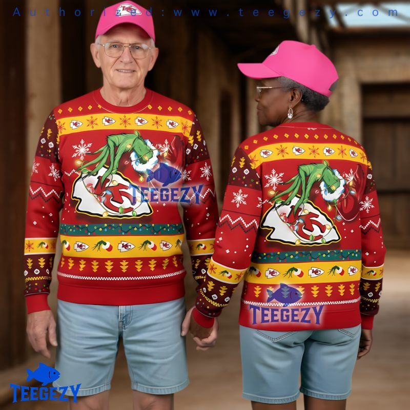 Kansas City Chiefs Grinch Stealing Logo Ugly Sweater Style