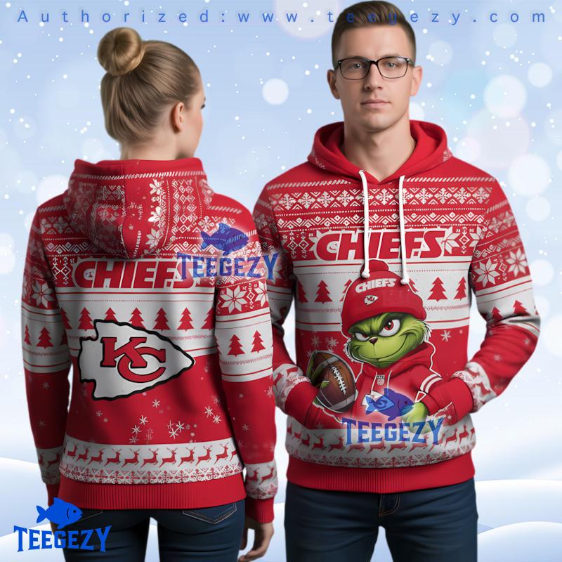 Kansas City Chiefs Grinch Wearing Chiefs Hat Ugly Christmas 3D Hoodie Kansas City Chiefs Grinch Wearing Chiefs Hat Ugly Christmas 3D Hoodie