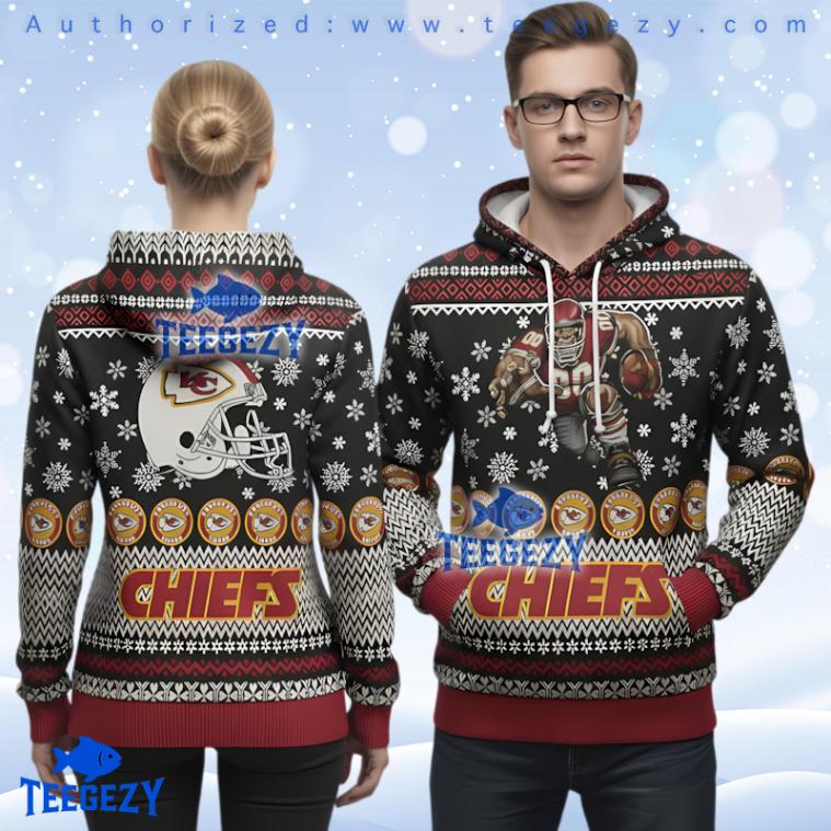 Kansas City Chiefs Mascot Football Player Ugly Christmas 3D Hoodie Kansas City Chiefs Mascot Football Player Ugly Christmas 3D Hoodie