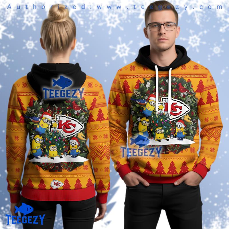 Kansas City Chiefs Minions Christmas Tree Ugly Christmas 3D Hoodie Kansas City Chiefs Minions Christmas Tree Ugly Christmas 3D Hoodie