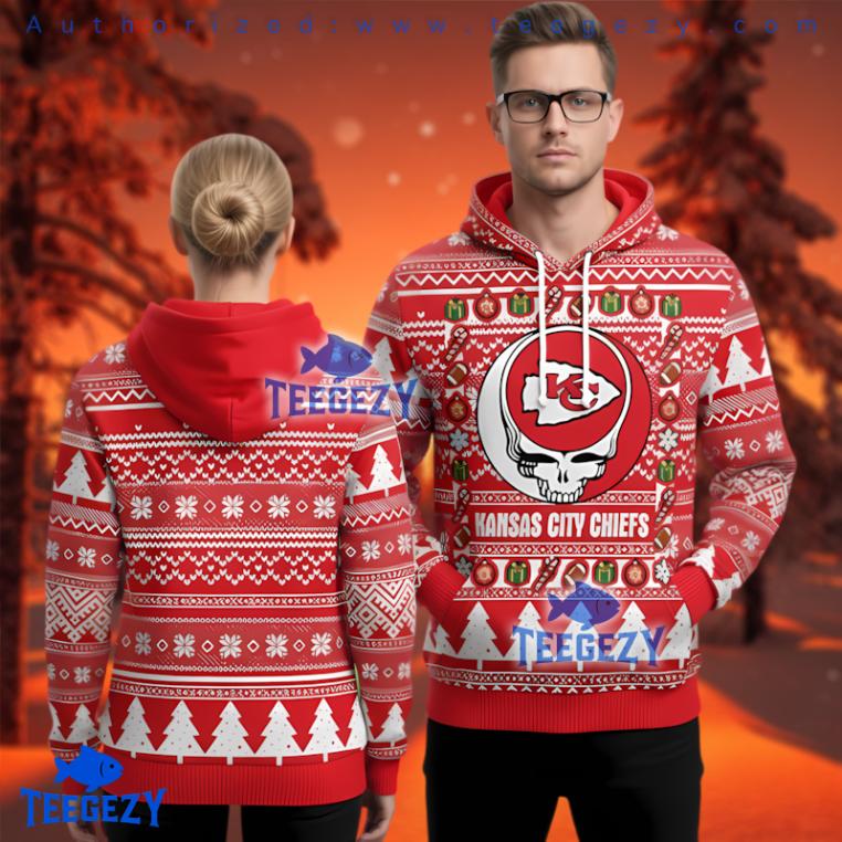 Kansas City Chiefs Nfl Grateful Dead Skull Logo Ugly Christmas 3D Hoodie Kansas City Chiefs Nfl Grateful Dead Skull Logo Ugly Christmas 3D Hoodie