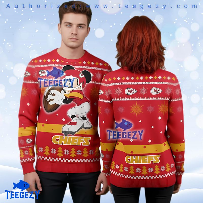 Kansas City Chiefs Nfl Mickey Mouse Running Christmas Sweater Adults