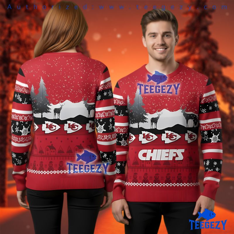 Kansas City Chiefs Reindeer Pattern Ugly Christmas Sweater Fan Gift