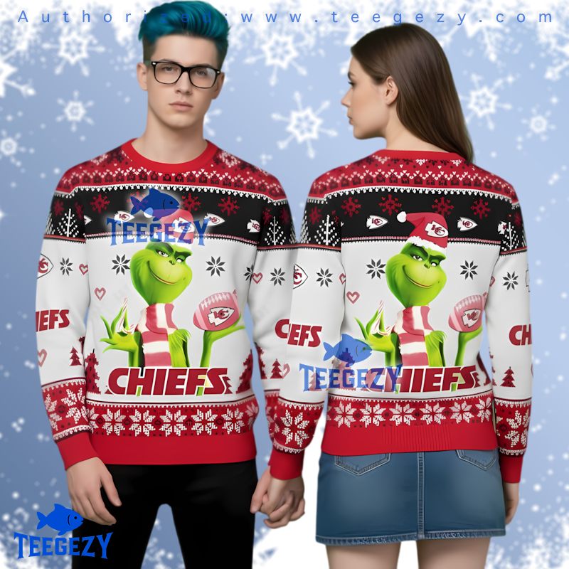 Kansas City Chiefs Santa Grinch Christmas Sweater Ugly Holiday Style