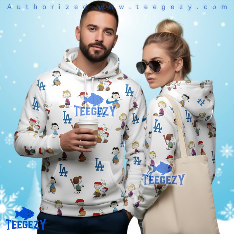 La Dodgers Charlie Brown Adn Friends Baseball Pattern 3D Hoodie La Dodgers Charlie Brown Adn Friends Baseball Pattern 3D Hoodie