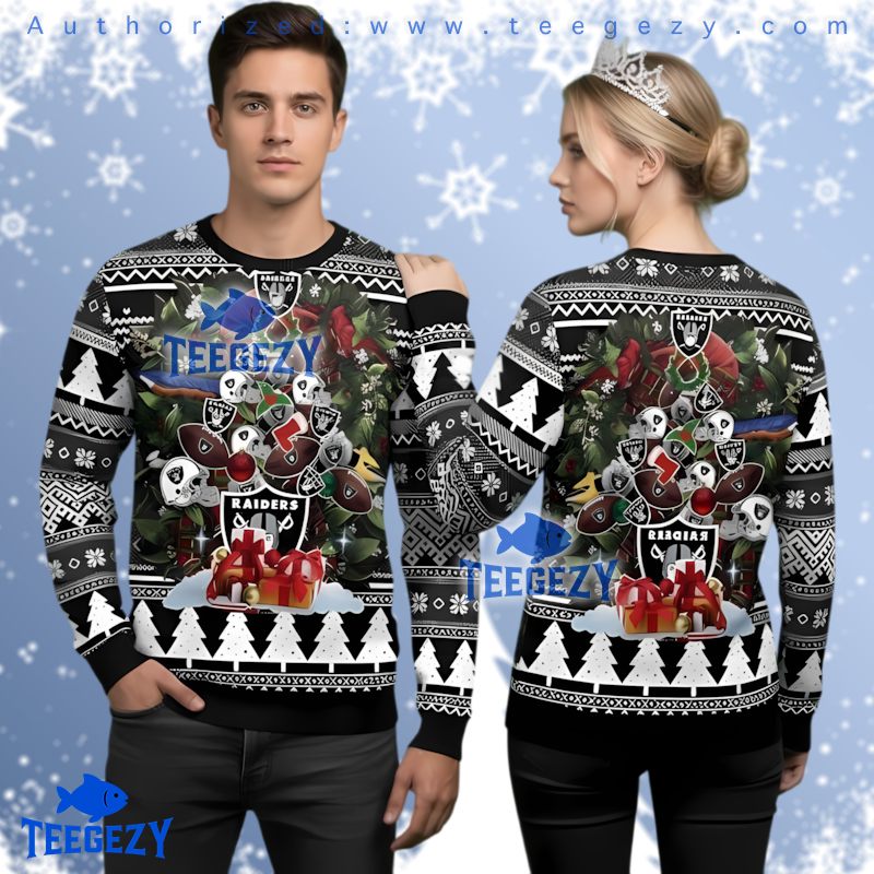 Las Vegas Raiders Christmas Tree Ugly Sweater 3D