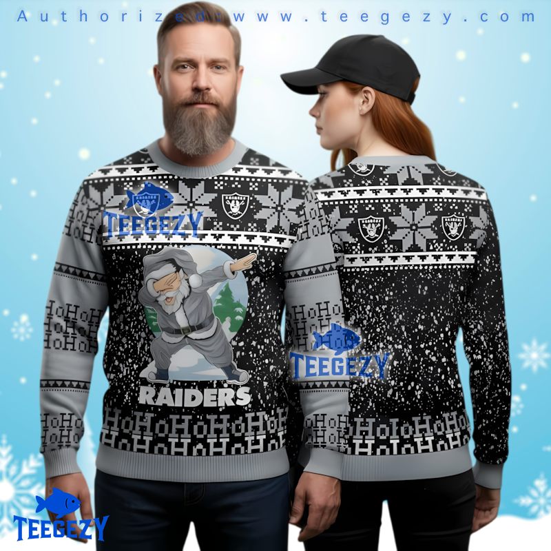Las Vegas Raiders Dabbing Santa Claus Ugly Christmas Sweater