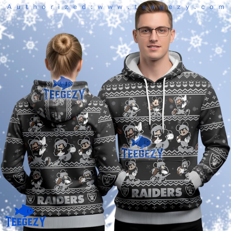 Las Vegas Raiders Disney Mickey Mouse Ugly Christmas Hoodie Las Vegas Raiders Disney Mickey Mouse Ugly Christmas Hoodie