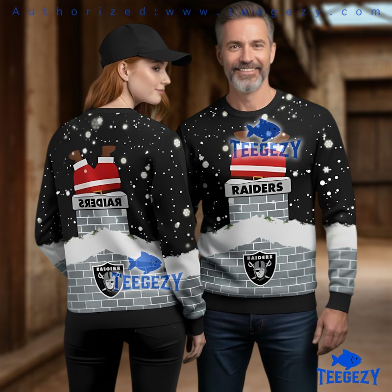 Las Vegas Raiders Funny Santa Chimney Ugly Christmas Sweatshirt