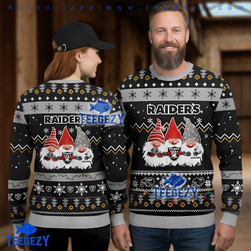 Las Vegas Raiders Gnome Ugly Christmas Sweater 3D Print