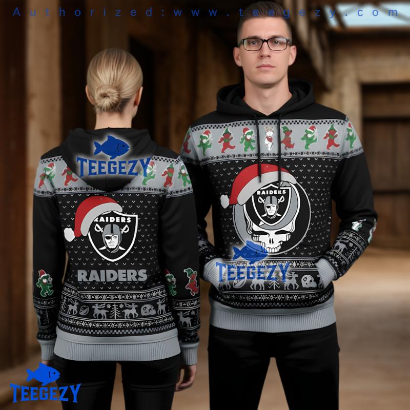 Las Vegas Raiders Grateful Dead Holiday Christmas 3D Hoodie Las Vegas Raiders Grateful Dead Holiday Christmas 3D Hoodie