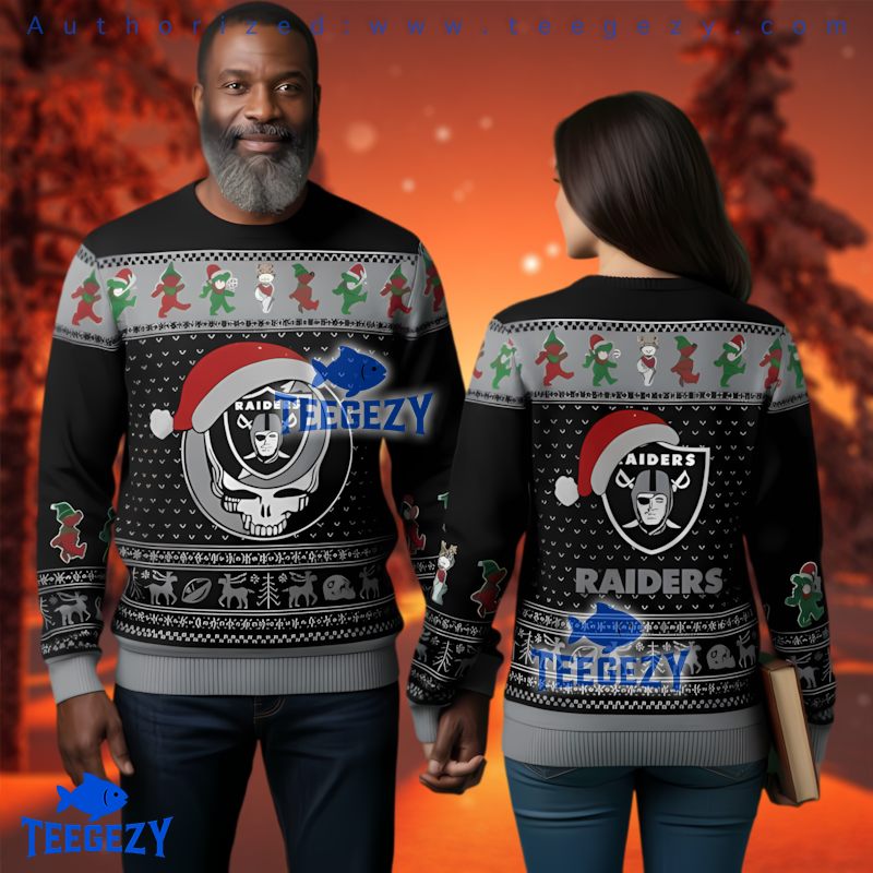 Las Vegas Raiders Grateful Dead Stealie Ugly Christmas Sweater