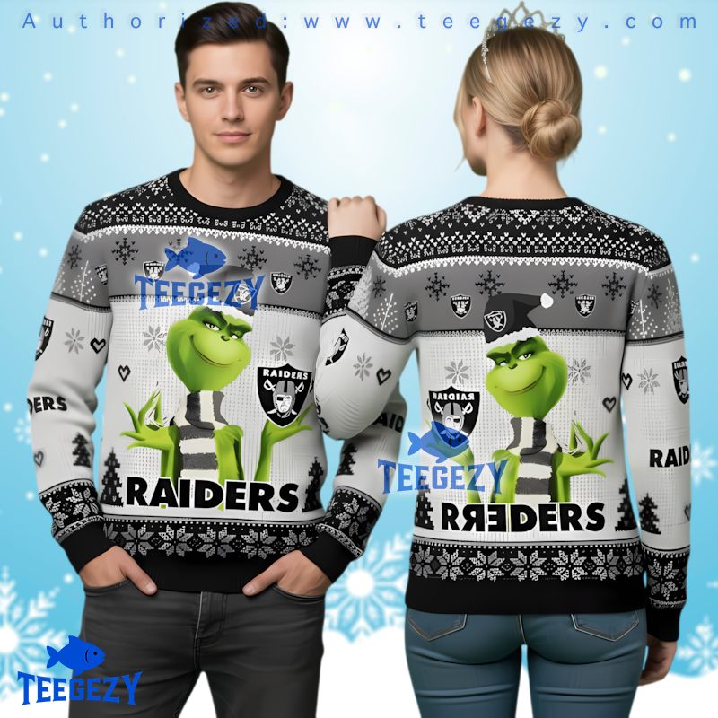 Las Vegas Raiders Grinch Mascot Ugly Christmas Sweater Fan Gear