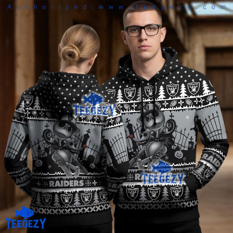 Las Vegas Raiders Jack Skellington Nightmare Before Christmas Ugly 3D Hoodie Las Vegas Raiders Jack Skellington Nightmare Before Christmas Ugly 3D Hoodie