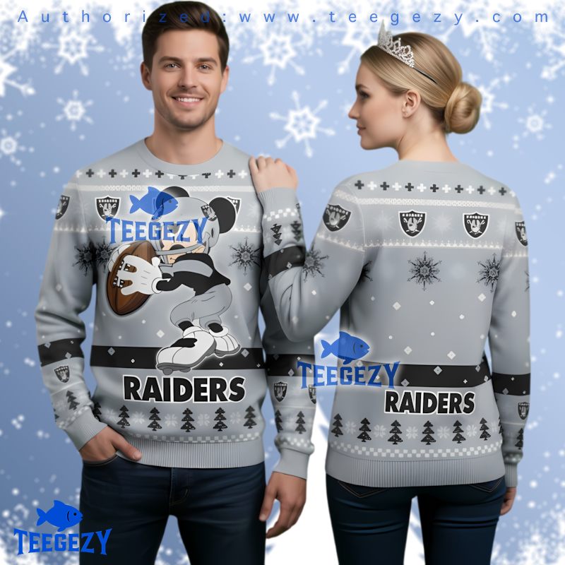 Las Vegas Raiders Mickey Mouse Player Ugly Christmas Sweater