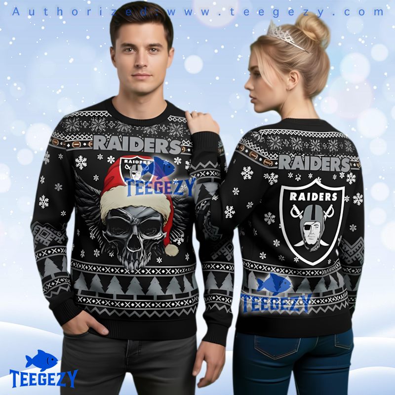 Las Vegas Raiders Skull Wings 3D Print Ugly Christmas Sweater