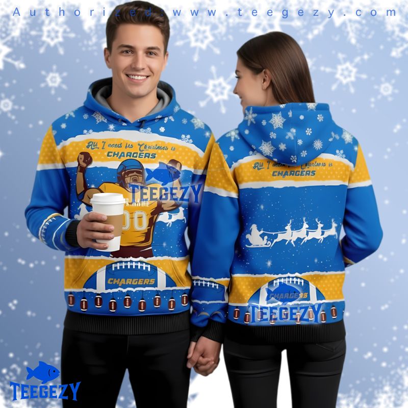 Los Angeles Chargers All I Want For Christmas Is Chargers 3D Hoodie