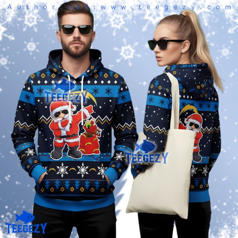 Los Angeles Chargers Dabbing Santa Ugly Christmas 3D Hoodie Full Print