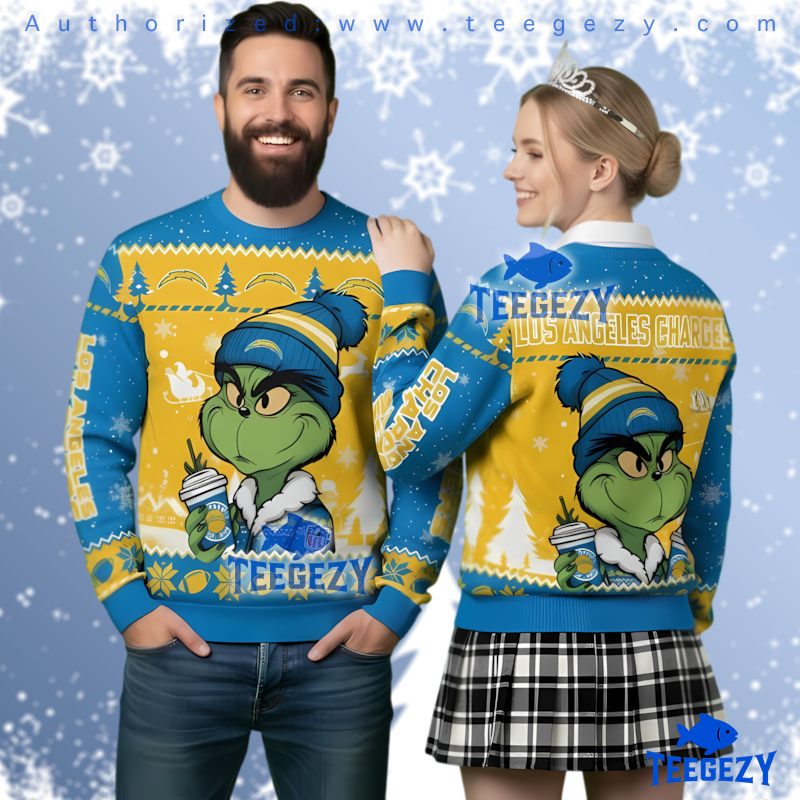 Los Angeles Chargers Dr Seuss Grinch Ugly Christmas Sweater Fan