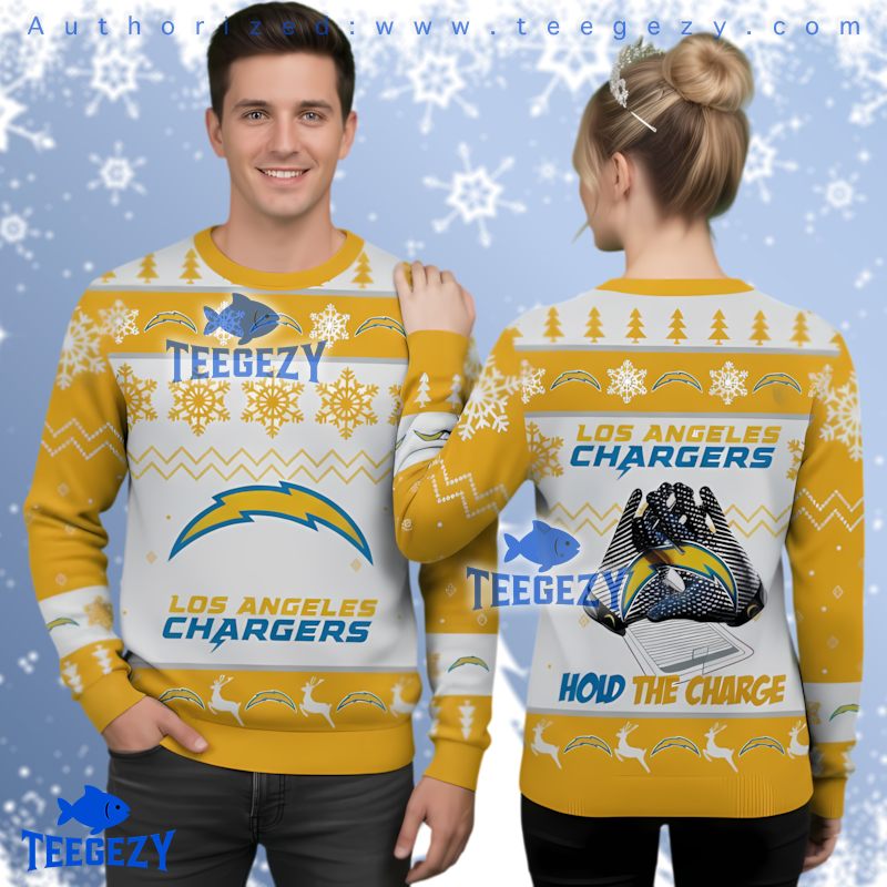 Los Angeles Chargers Football Gloves Ugly Christmas Sweater