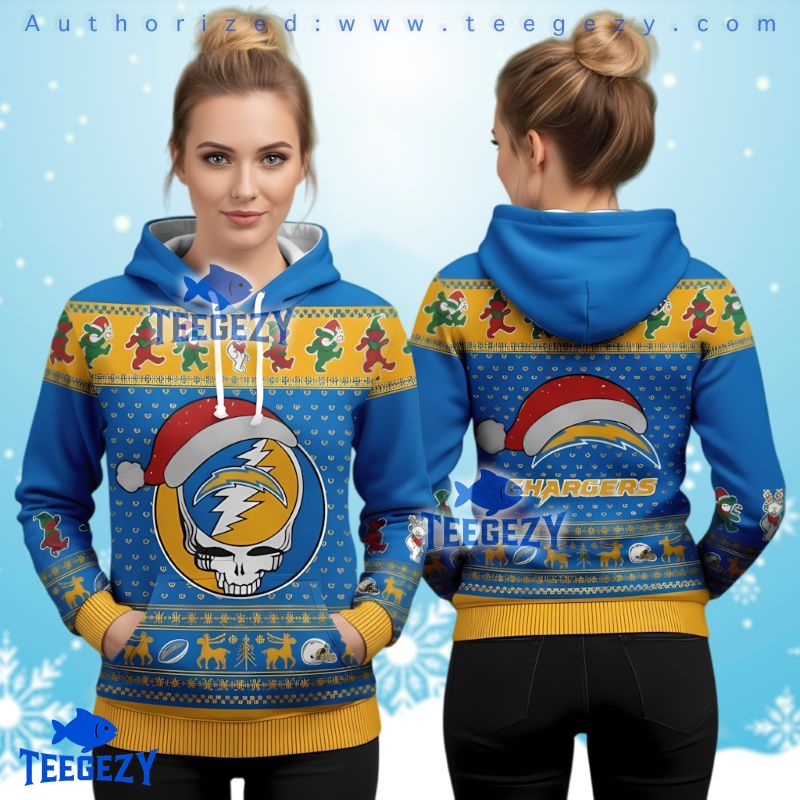 Los Angeles Chargers Grateful Dead Stealie Ugly 3D Hoodie